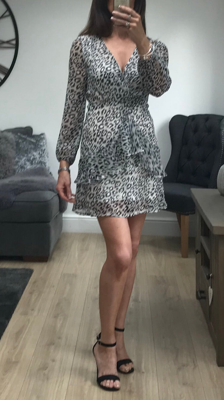 grey leopard print dress