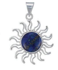Lapis Lazuli .950 Fine Sterling Silver Sun Pendant for necklace