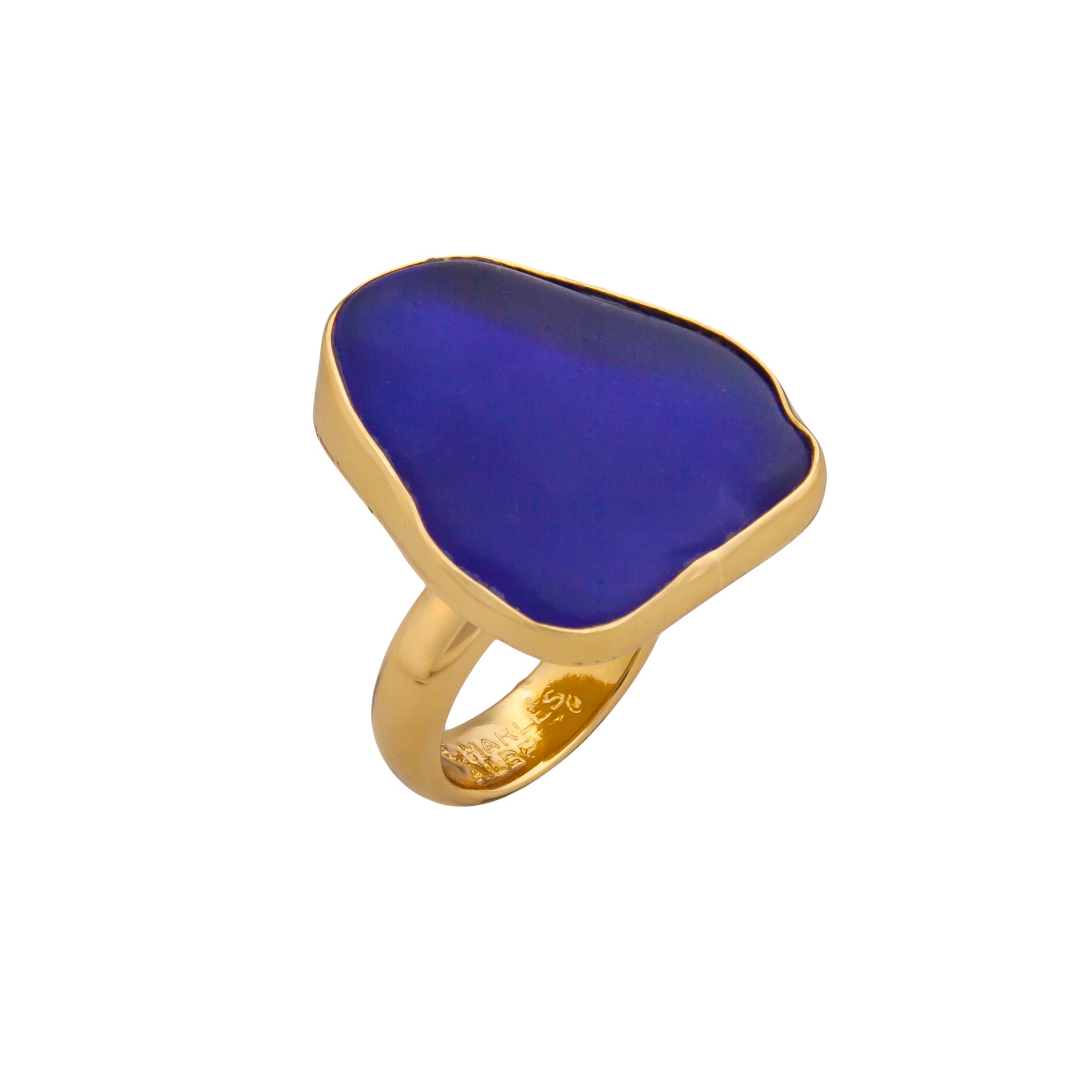 Alchemia Cobalt Blue Recycled Glass Adjustable Ring - Charles Albert Inc