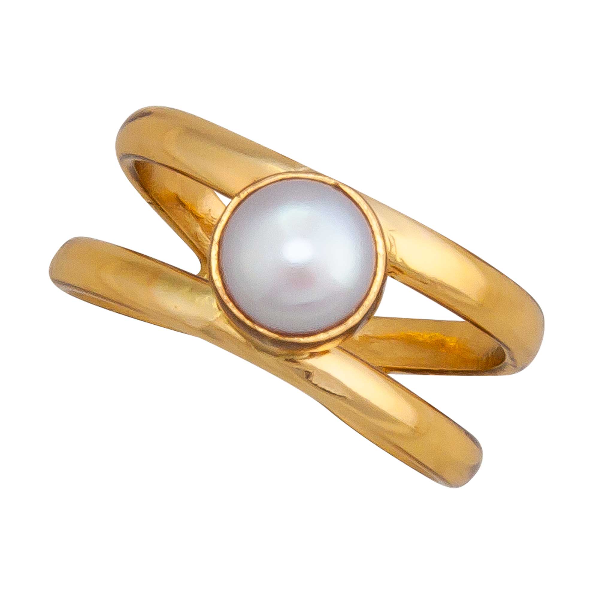 EMBRACED White Pearl Ring Intricate Branch Band Adjustable 10x10mm