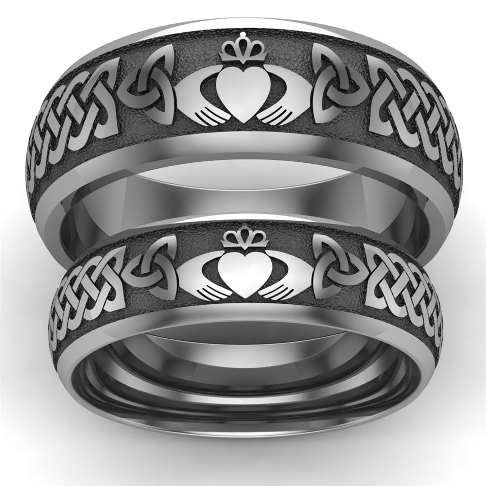 Titanium Claddagh Wedding Ring SET UCL1 TITAN8M6M Ladies Ring Width   TITANIUM CLADDAGH UCL1 8M6M 4 1800x1800 