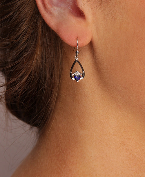 Claddagh September Birthstone Earrings