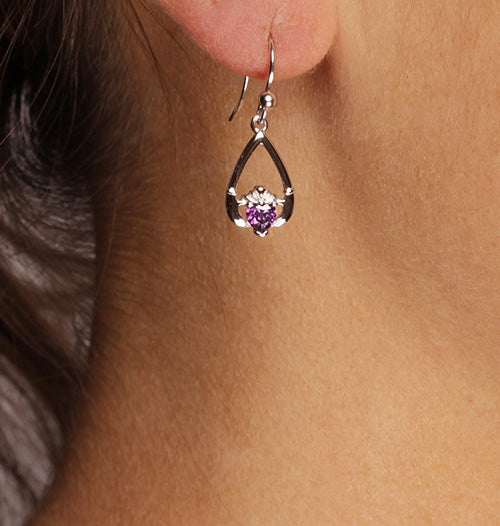 Claddagh February Birthstone Earrings