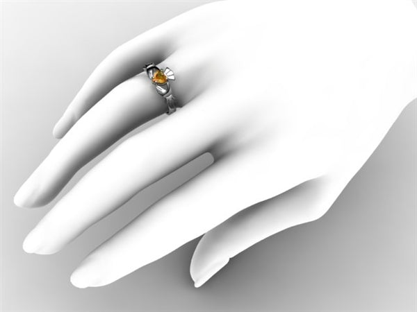 Claddagh Ring SUE-CITR-WHITE on hand