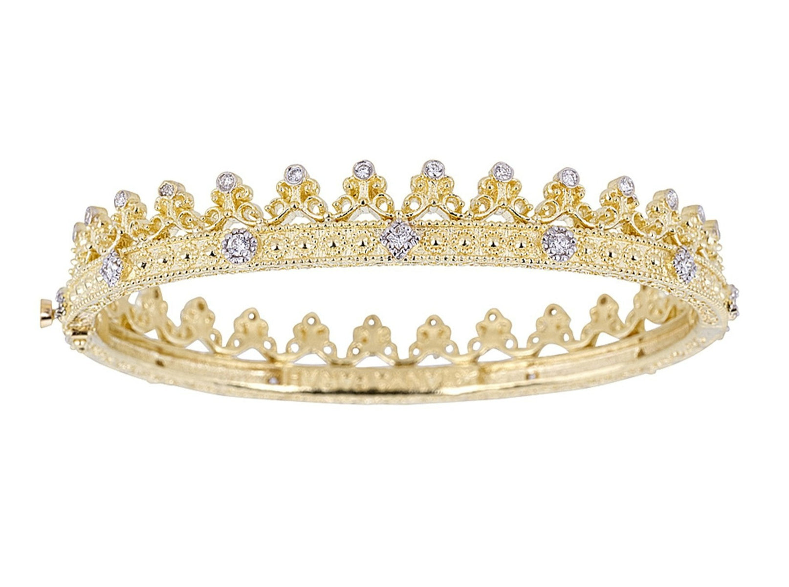 Diamond Scroll Crown Eternity Bezel Bangle