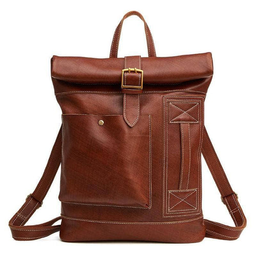 Nesitu Casual Vintage Genuine Leather Women Men's Backpacks 14''  Travel Bag - CaseBuddy