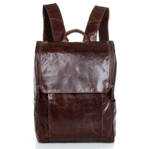 CaseBuddy Casebuddy Nesitu Vintage Unisex Real Genuine Leather Women Men Backpack 14'' Laptop Bag