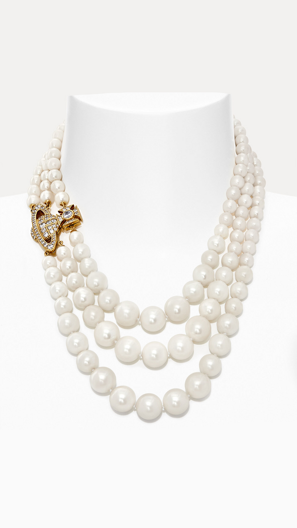 COLLIER THREE ROW PEARL BAS RELIEF - VIVIENNE WESTWOOD pour FEMME