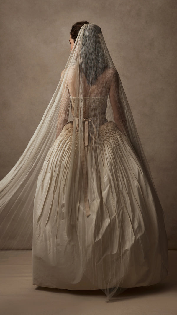 Plain Cathedral Length Tulle Veil - Charlie Veil — Loulette Bride