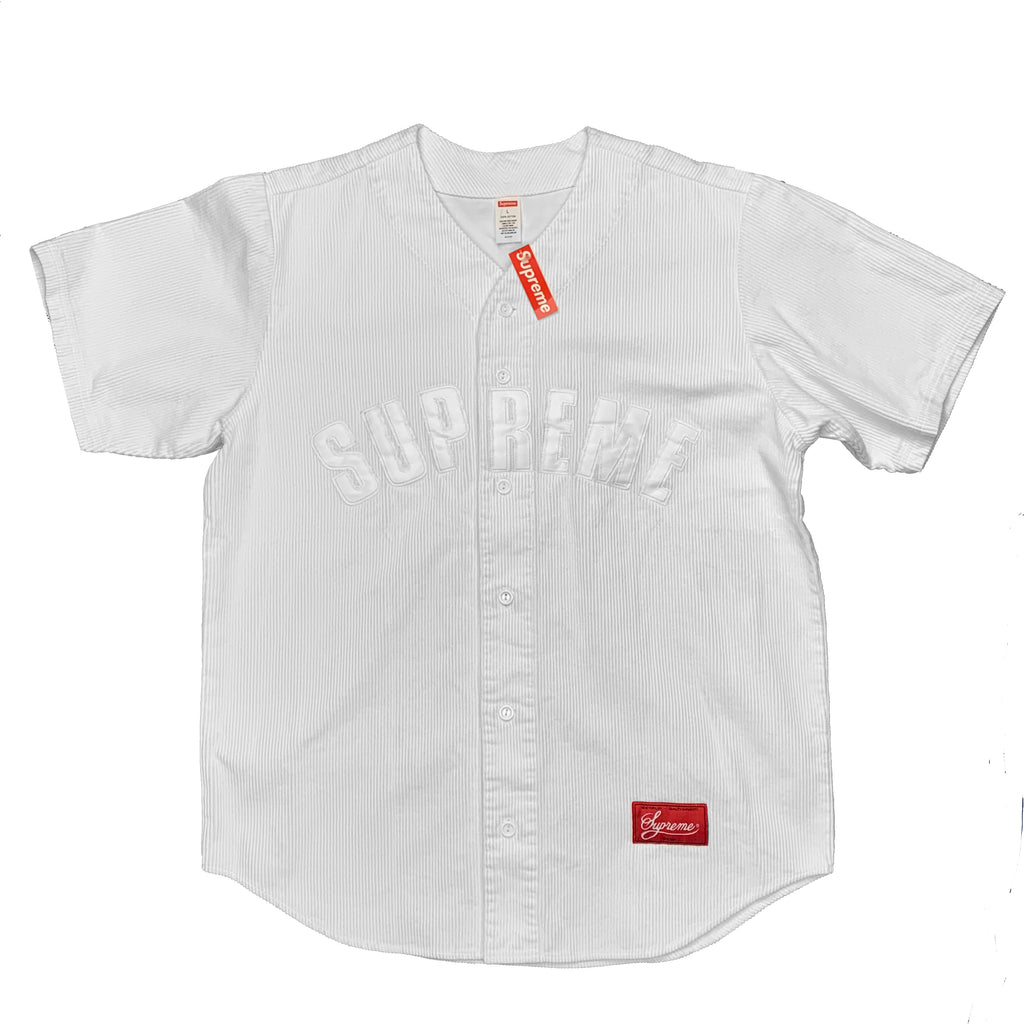 supreme corduroy baseball jersey white