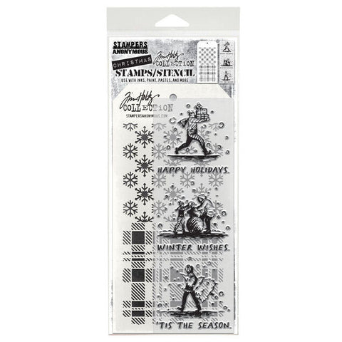 Wood Mount Winter Wishes Ticket Christmas Rubber Stamp