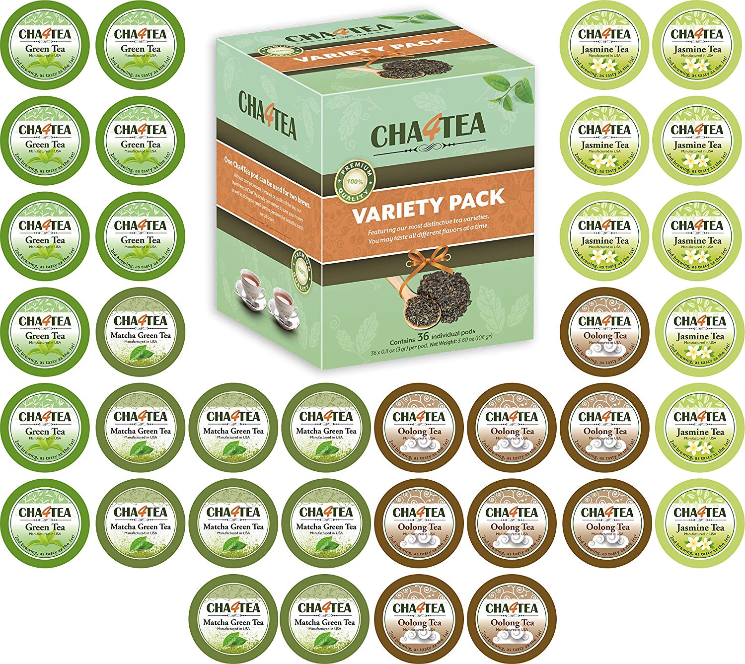 Cha4TEA Assorted Green Tea Keurig K-Cup Brewers (Matcha G – Cha4Tea