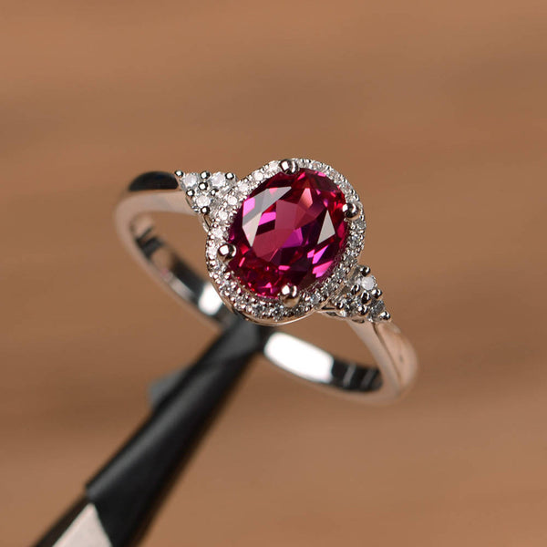 Anel de casamento para mulheres em prata esterlina rosa gemstone