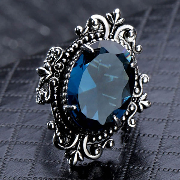 Blue Gemstone Gothic Wedding Ring Engagement Ring For Women ...