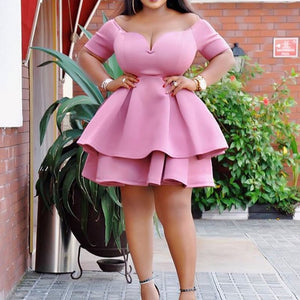 plus size pink ruffle dress