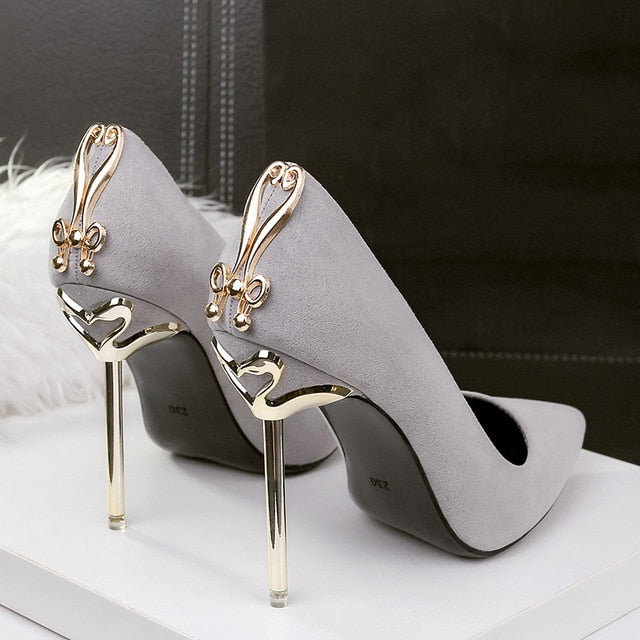 gray high heels