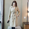 Mid-length  Long Sleeve Draw Back Trench Coat