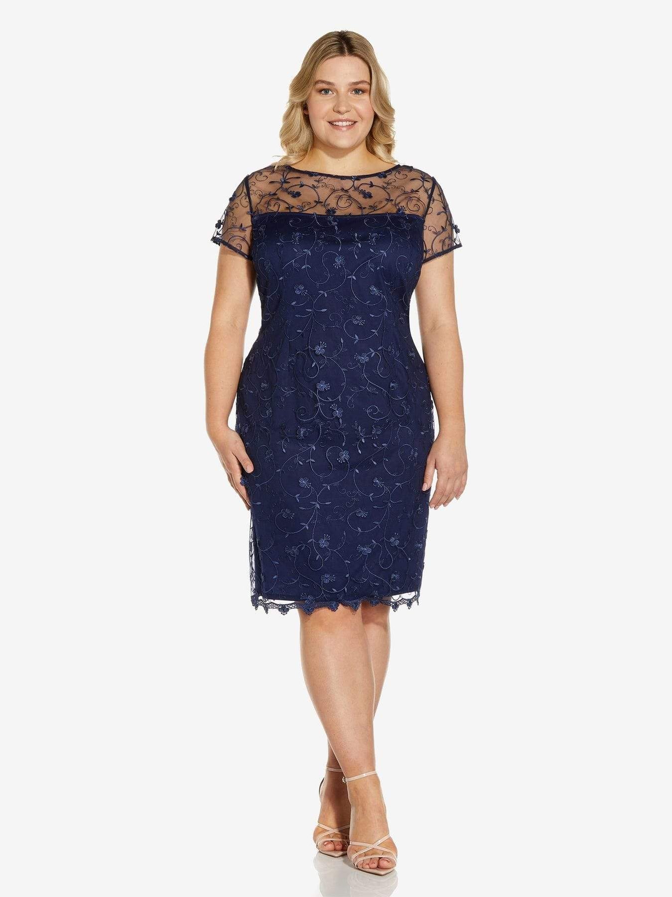 Embroidered Sheath Dress-Light Navy | CoEdition