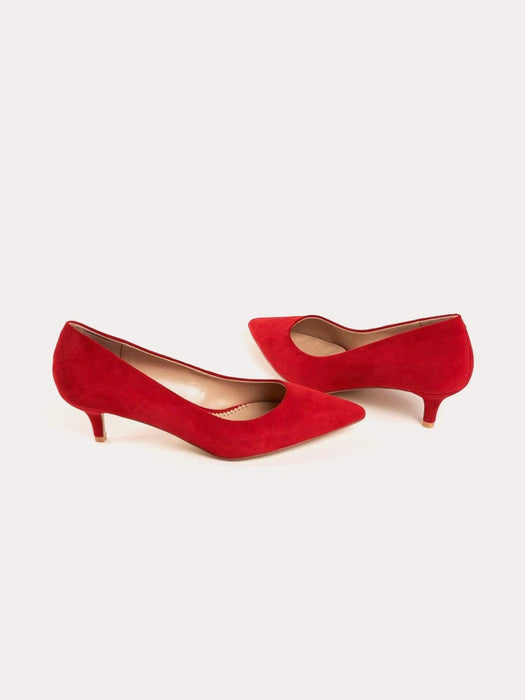 red kitten heel pumps