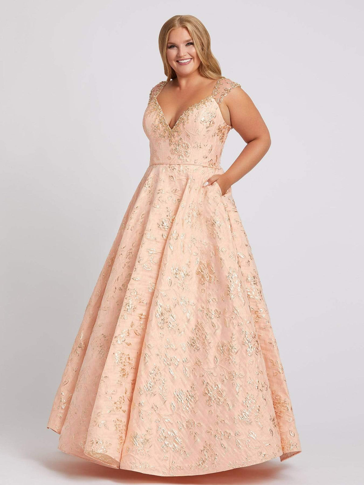 peach ball gown