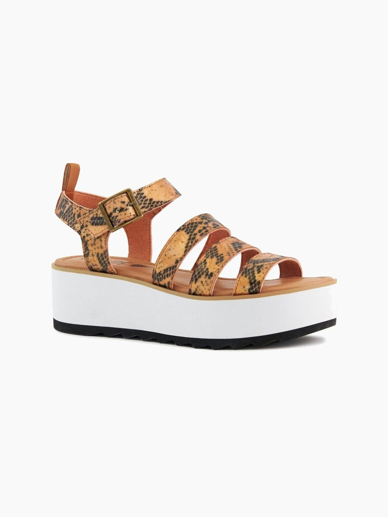 KAUAI Platform Sandal in Snake-Tan — CoEdition