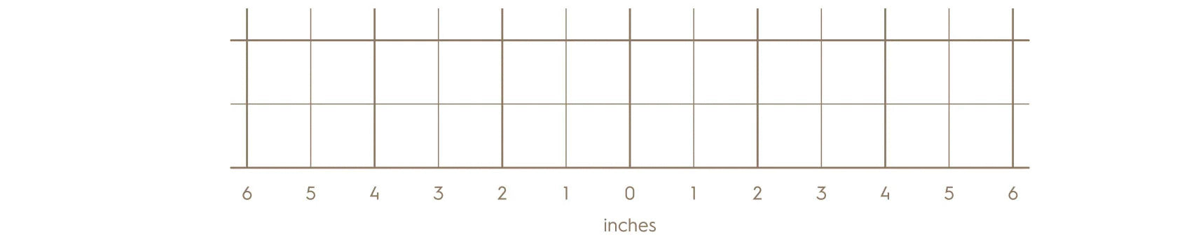 A grid illustration displaying inches.