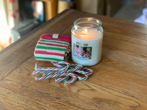 The sock of the month for December was inspired by candy canes