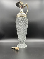 Antique Diamond Cut Glass Silver Plated Mounted Claret Jug