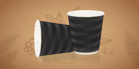 Black ripple wall coffee cups