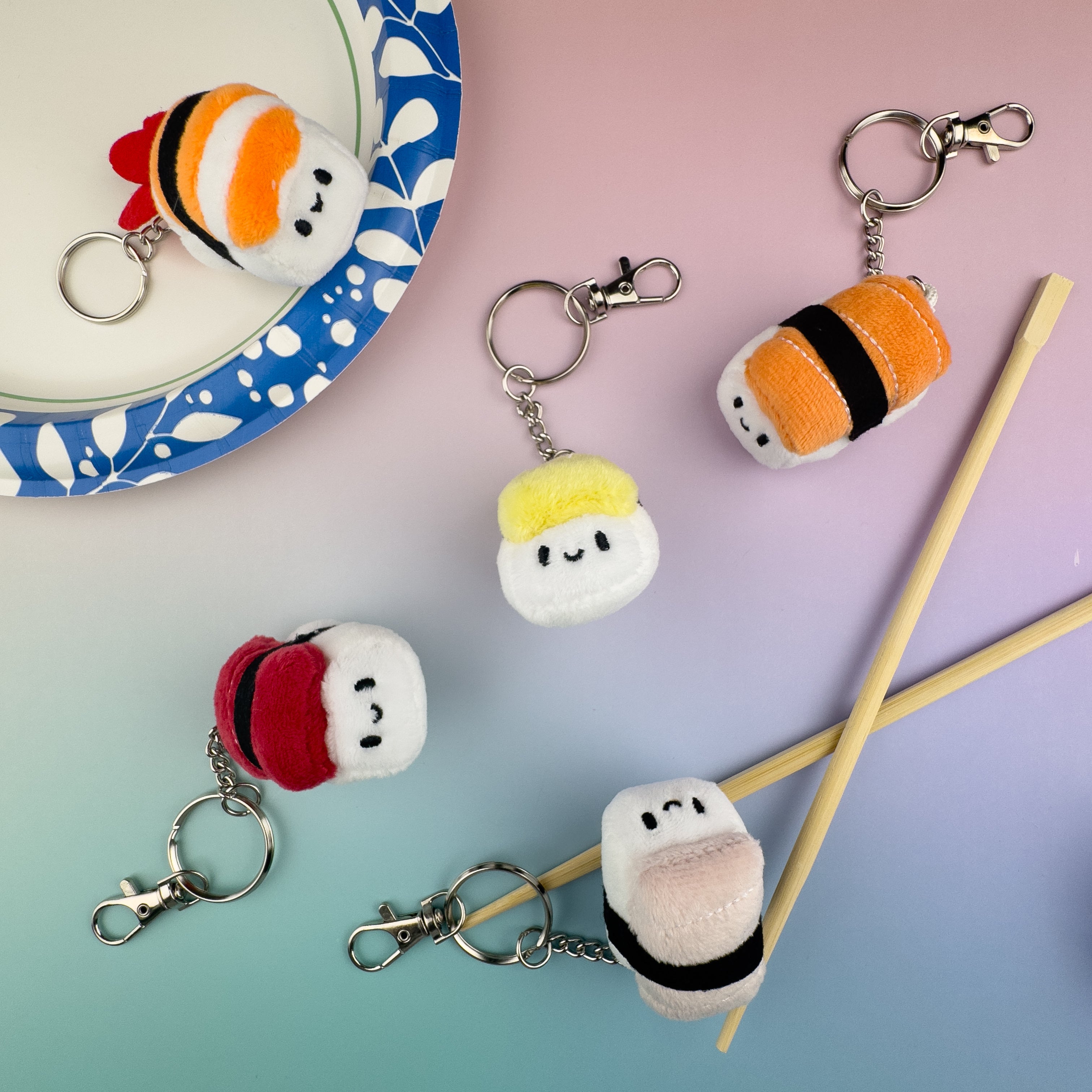 Emii Creations Tiny Nigiri Sushi Keychain - Shrimp Tuna Salmon Egg