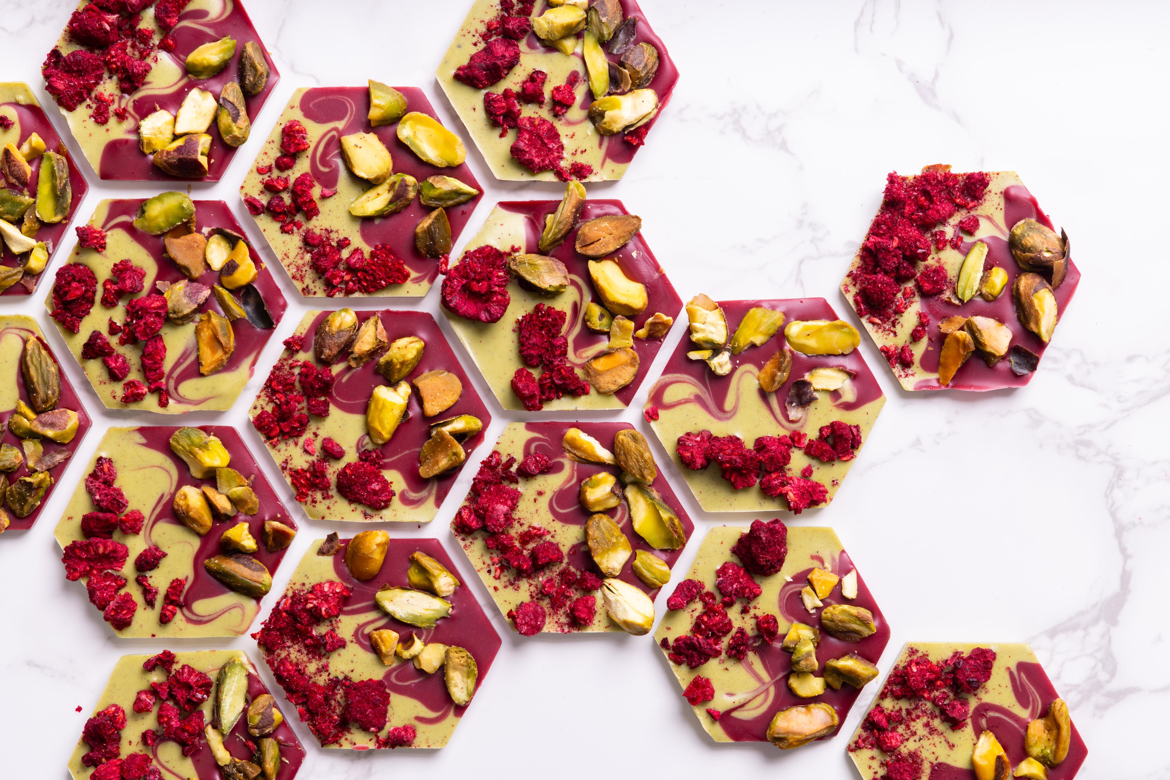 Raspberry Pistachio Mendiants
