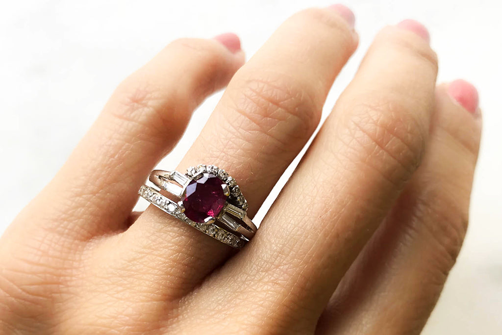 Bi colour sapphire and diamond trilogy ring – Aardvark Jewellery