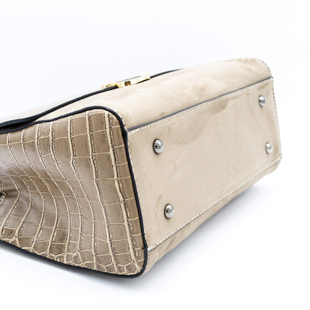 beige croc bag