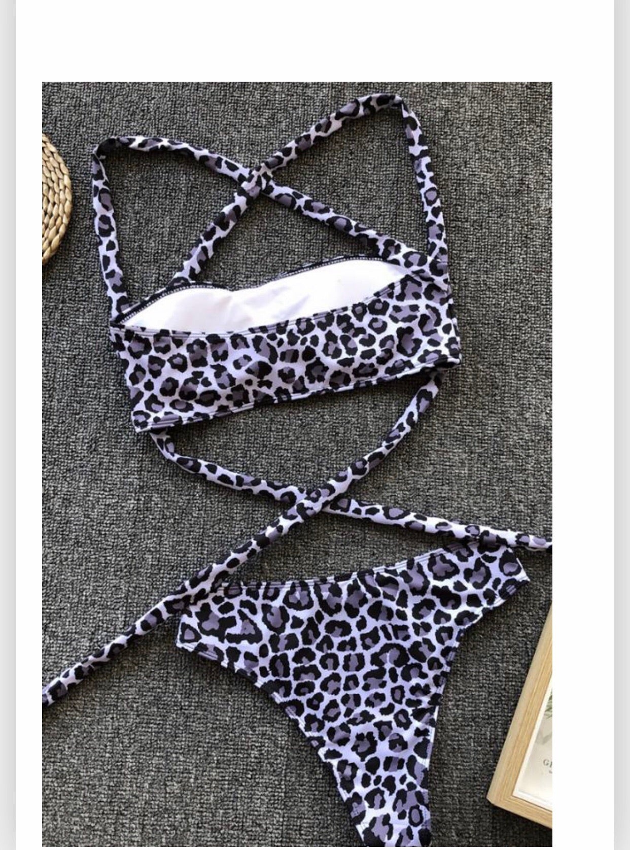 black and white cheetah print bikini