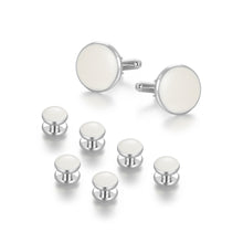 Load image into Gallery viewer, UJOY Mens Mother of Pearl Cufflinks and Studs Tuxedo Bottons Set Presentation Box Business Dress Parts for Wedding Party