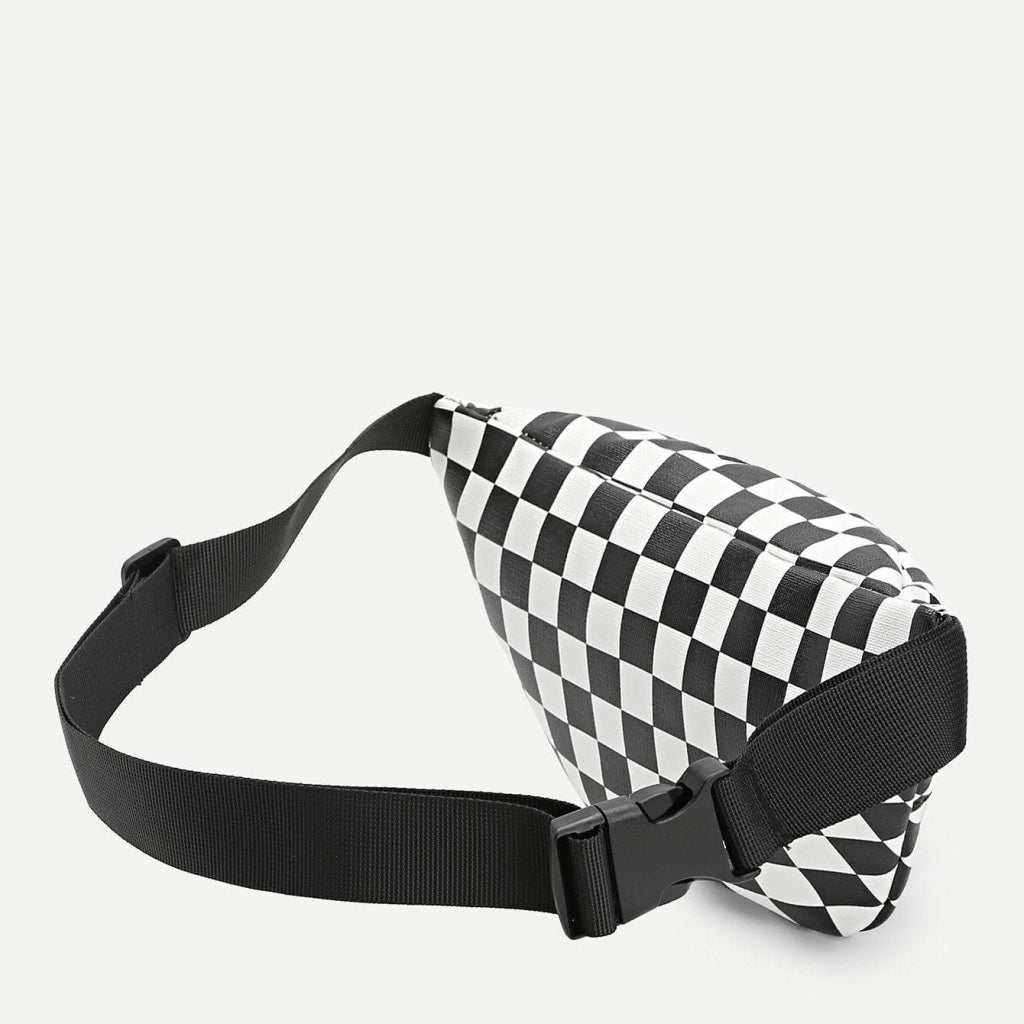 checkered zipper front fanny pack