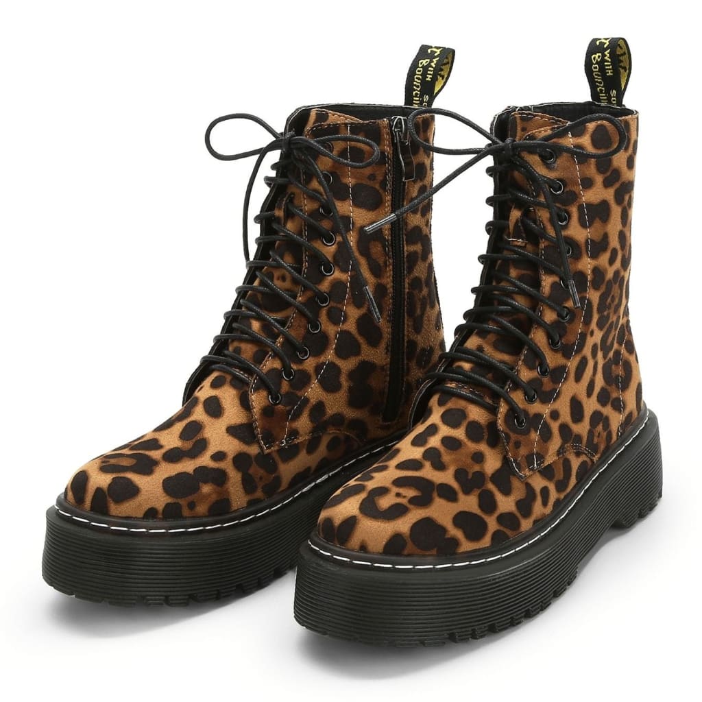 animal print combat boots