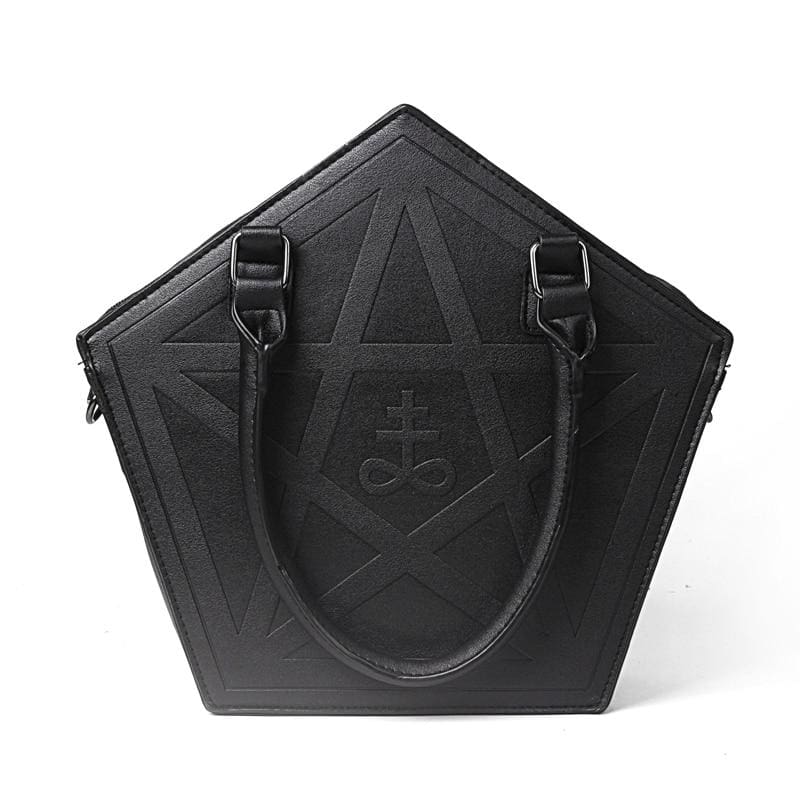 pentagram gothic top handle chain strap handbag