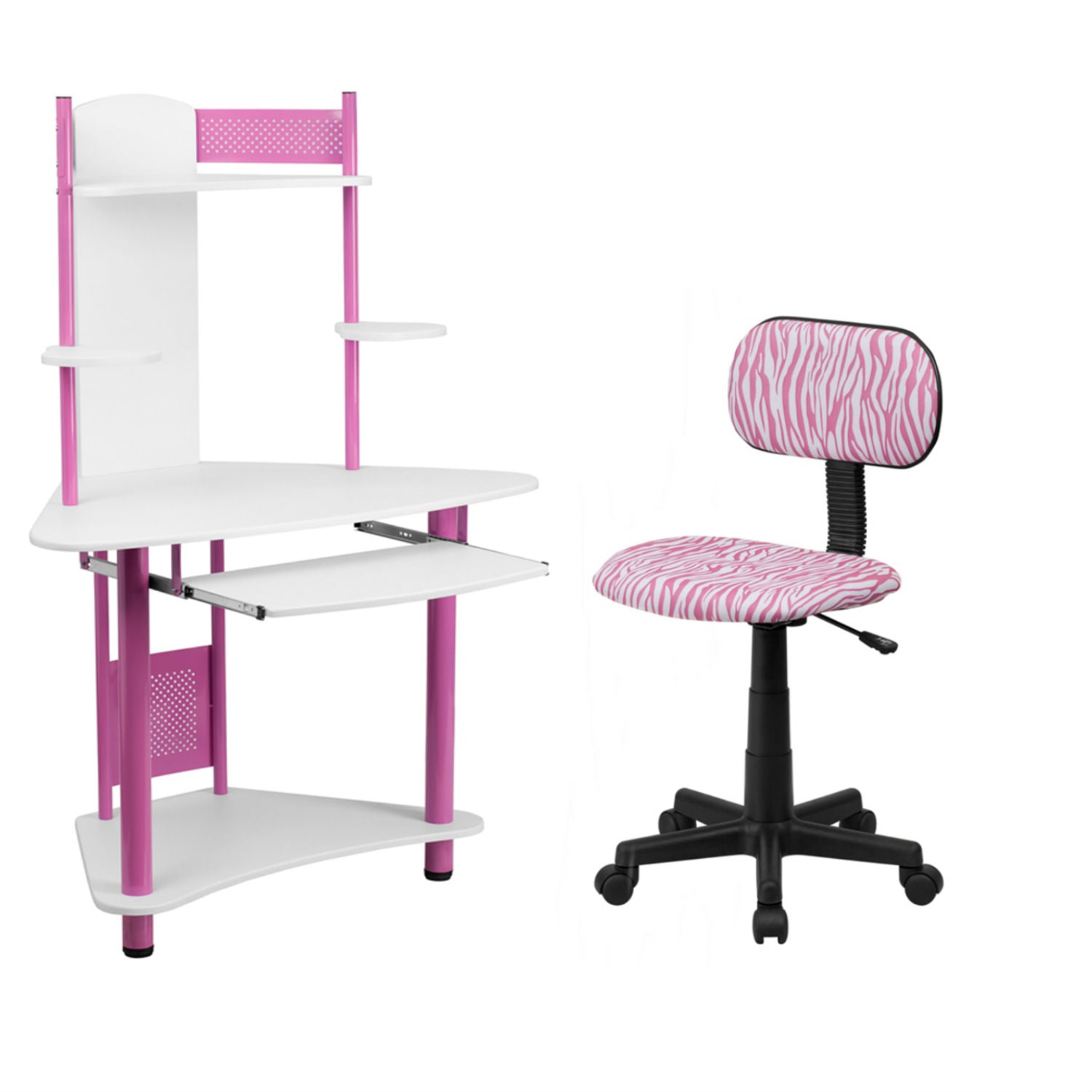 Flash Furnitureflash Furniture Pink And White Zebra Print Swivel