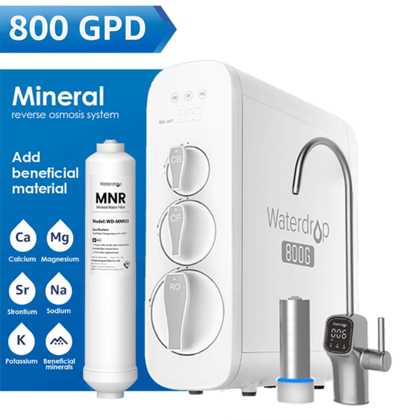 Waterdrop G3P800 Reverse Osmosis System with WD-PMT Small Pressure Tank,  800 GPD Fast Flow, NSF/ANSI 58 & 372 Certified, 3:1 Pure to Drain, Bundle 