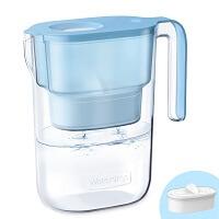 Water Filter Pitcher, Chubby Blue / White / Clear