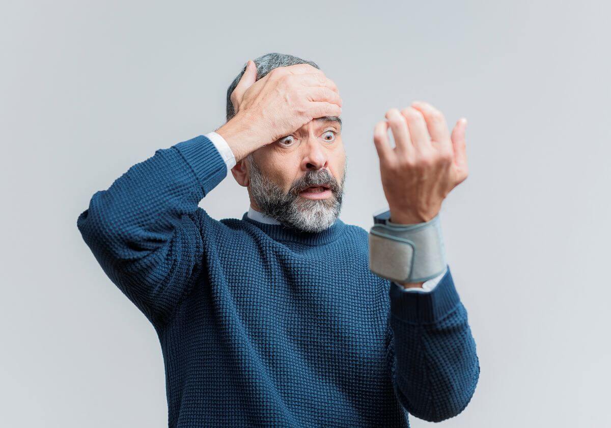 a man checking his pulse