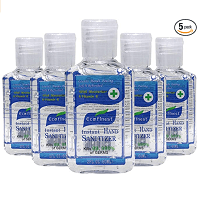 Eco Finest Hand Sanitizer Gel, 5-Pack 2 oz Travel Size, 75% Alcohol - No Rinse, Instant Clean with No Water Needed, 2 oz Individual Size