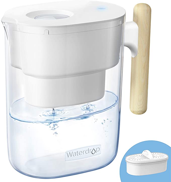 𝟮𝟬𝟬-𝗚𝗮𝗹𝗹𝗼𝗻 𝗟𝗼𝗻𝗴-𝗟𝗮𝘀𝘁𝗶𝗻𝗴 Chubby 10-Cup Water Filter Pitcher with 1 Filter, NSF Certified, 5X Times Lifetime, Reduces Lead, Fluoride, Chlorine and More, BPA Free, White, by Waterdrop