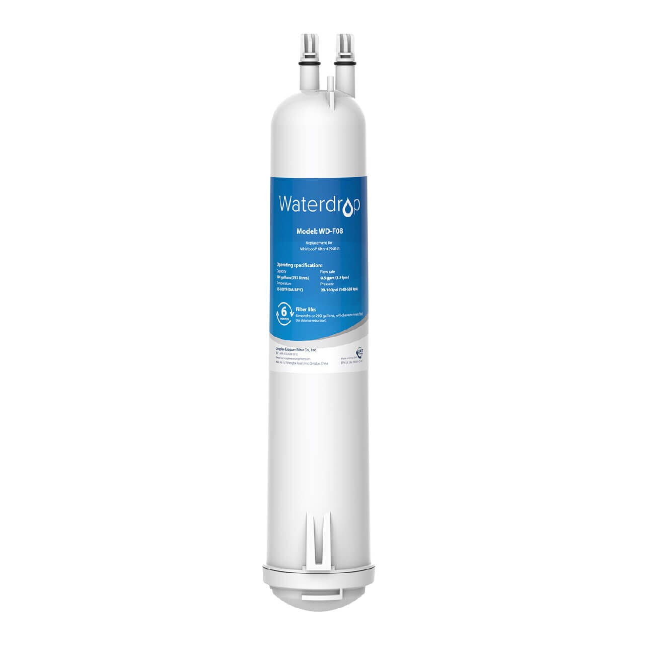 Waterdrop Plus 4396508 Filtro de agua para refrigerador, certificado NSF  401 y 53 y 42, repuesto para Whirlpool® 4396508, 4396510, NLC240V,  EveryDrop®