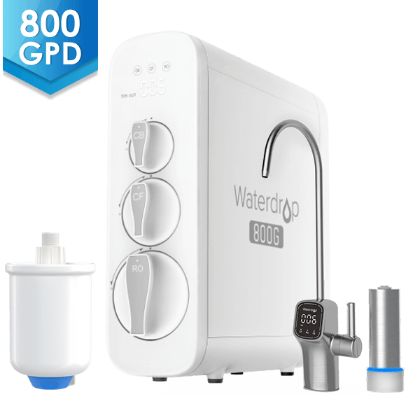 Waterdrop G3P800 Reverse Osmosis System with WD-PMT Small Pressure Tank,  800 GPD Fast Flow, NSF/ANSI 58 & 372 Certified, 3:1 Pure to Drain, Bundle 