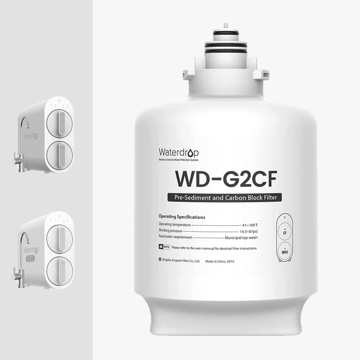 Waterdrop WD-G2MRO Reverse Osmosis Membrane Composite Filter, 2-year  Lifetime, Replacement for WD-G2-B WD-G2-W Reverse Osmosis System 