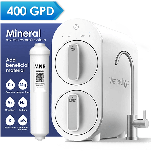 Waterdrop G2 RO Reverse Osmosis Water Filtration System, Tankless, 400 GPD  Fast Flow, Reduces TDS, 1:1 Pure to Drain, FCC Listed, USA Tech, WD-G2-W,  White 