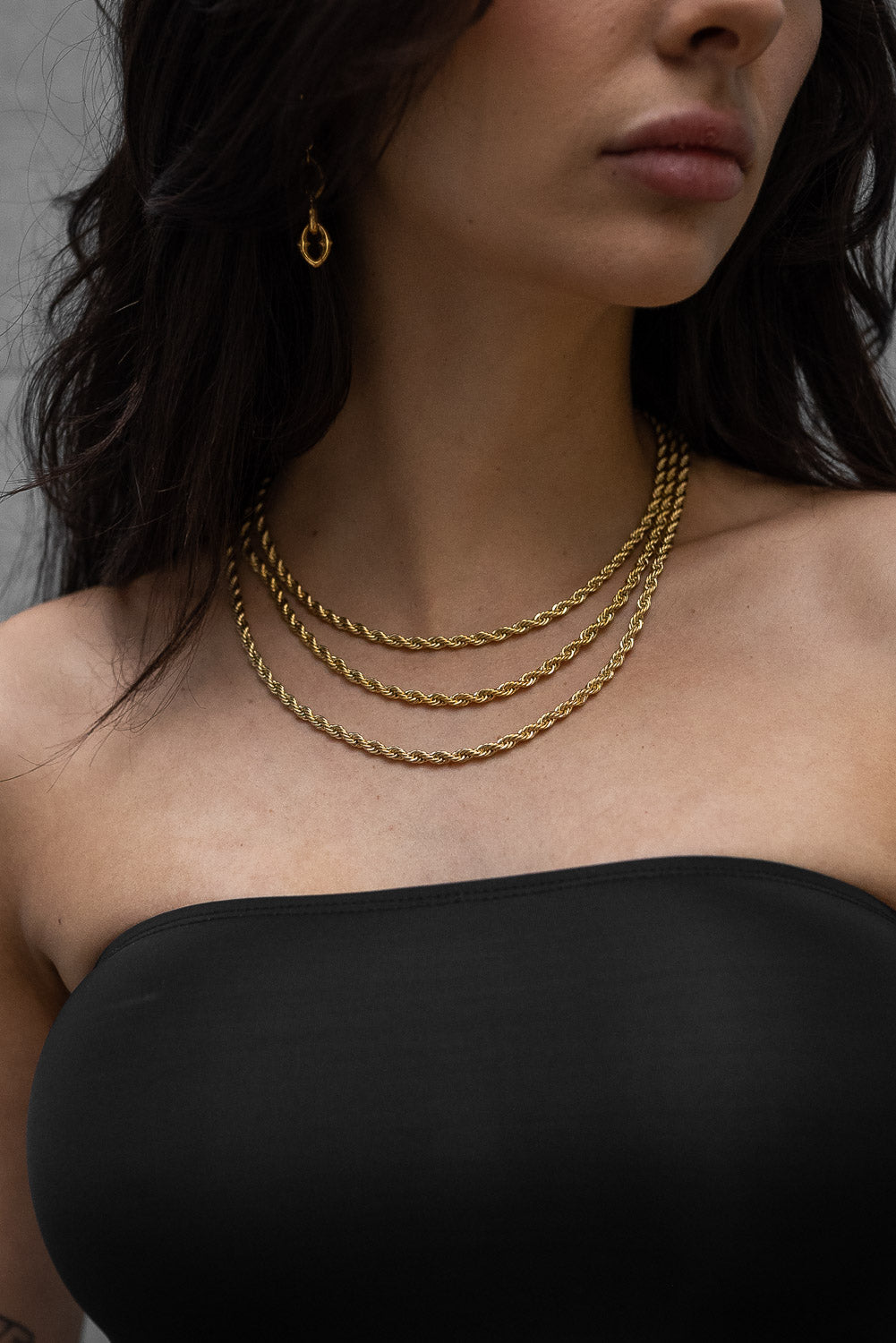 gold plated rope chain necklace by statement collective