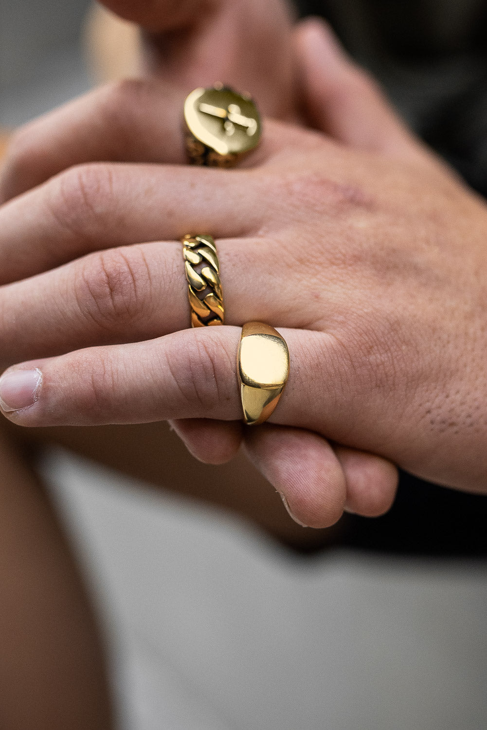 mens gold rings in 18k gold plating